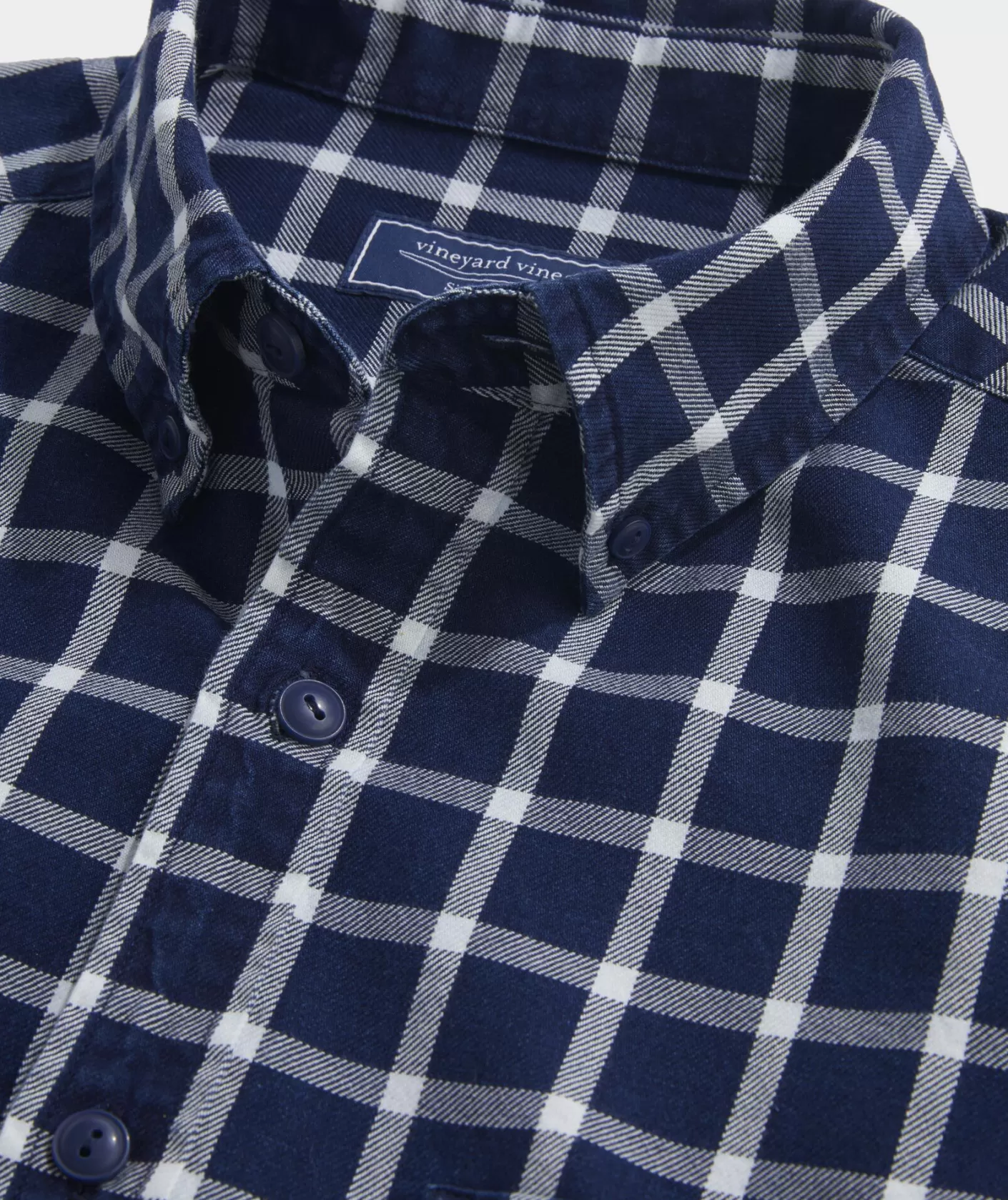 Vineyard Vines Cotton Twill Indigo Check Shirt< Button-Down Shirts